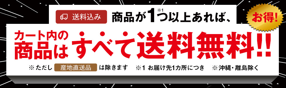 送料込み商品が1つ以上あれば、カート内の商品はすべて送料無料!!