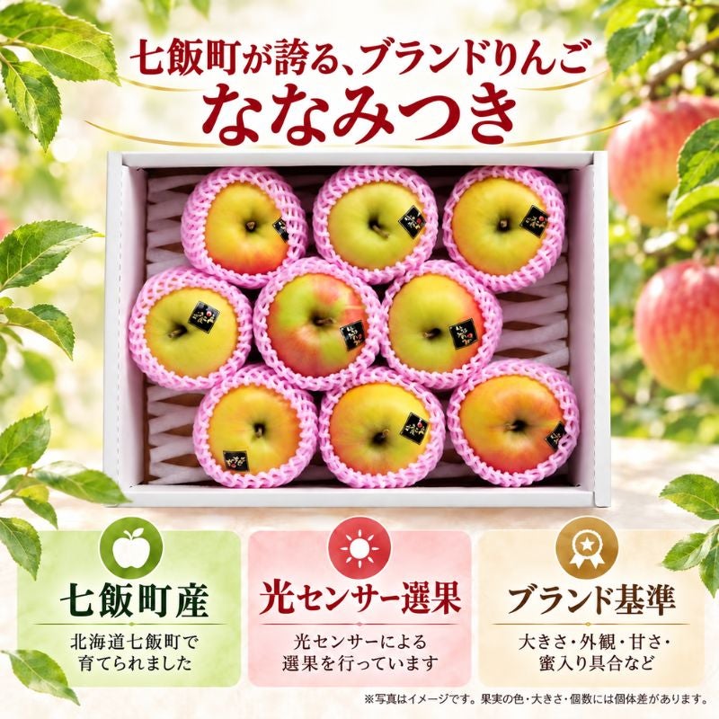 リンゴ 北海道七飯町産 ブランドりんご「ななみつき」約3kg 光センサー選果