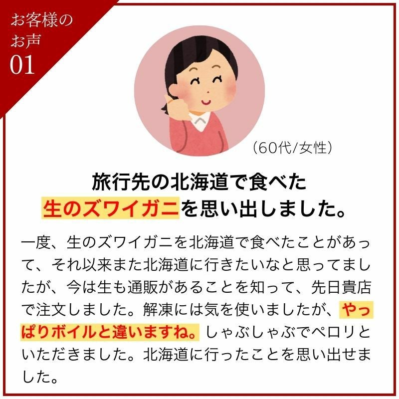 本ズワイガニ脚 生 しゃぶしゃぶ用 ポーション むき身 500g（16～20本