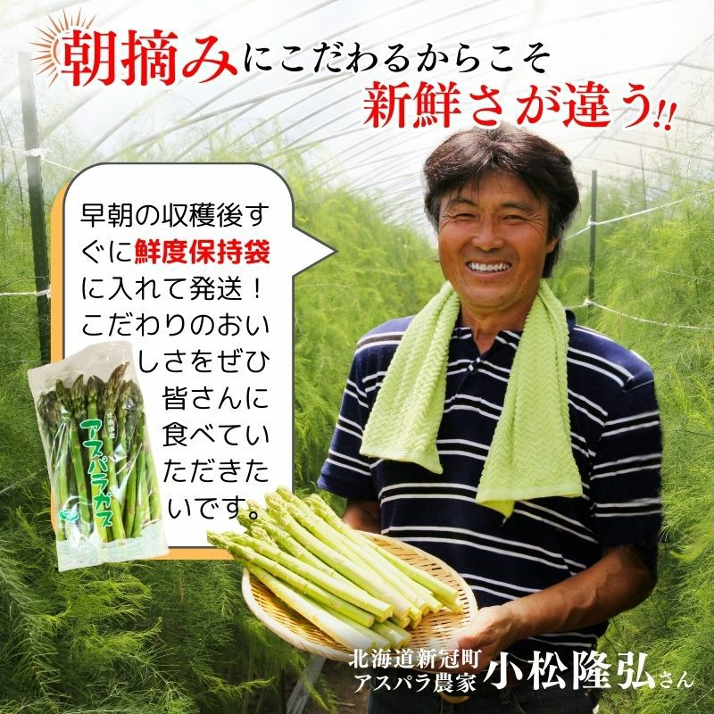 北海道産 朝摘み夏アスパラ 〈正品〉 1kg前後（L～2L混/20～40本前後