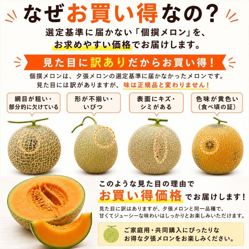 夕張個撰メロン 約8kg（4～6玉入り） 産直テーブル