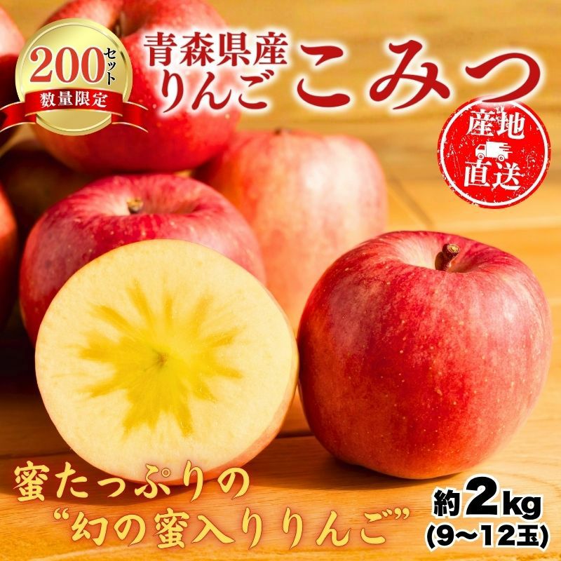 限定200セット】青森県産りんご こみつ 秀Aランク以上 2kg前後 9～12玉