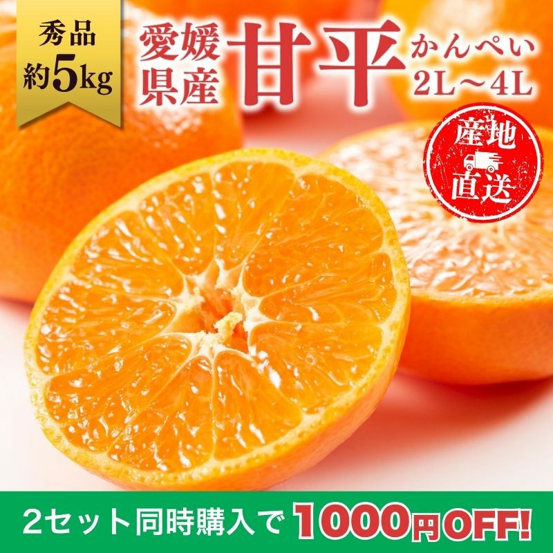愛媛県産 甘平（かんぺい） 秀品 5kg前後 2L～4L 大玉 （約13～20玉