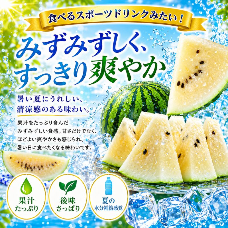 白石瓜果圖 限定50玉】北海道産 幻の白いスイカ「クールチャージ潤（じゅん）」1玉