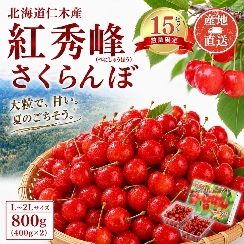 限定15セット】北海道仁木産 紅秀峰(べにしゅうほう) さくらんぼ L～2L